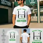T-shirt homme blanc fanatik section supporter rugby since 1902 design vert