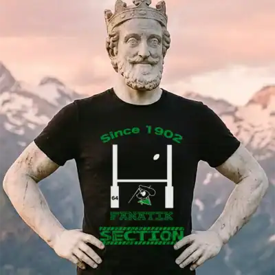 t shirt noir supporter section paloise fanatik 64 rugby impression dtf pilou shop 64