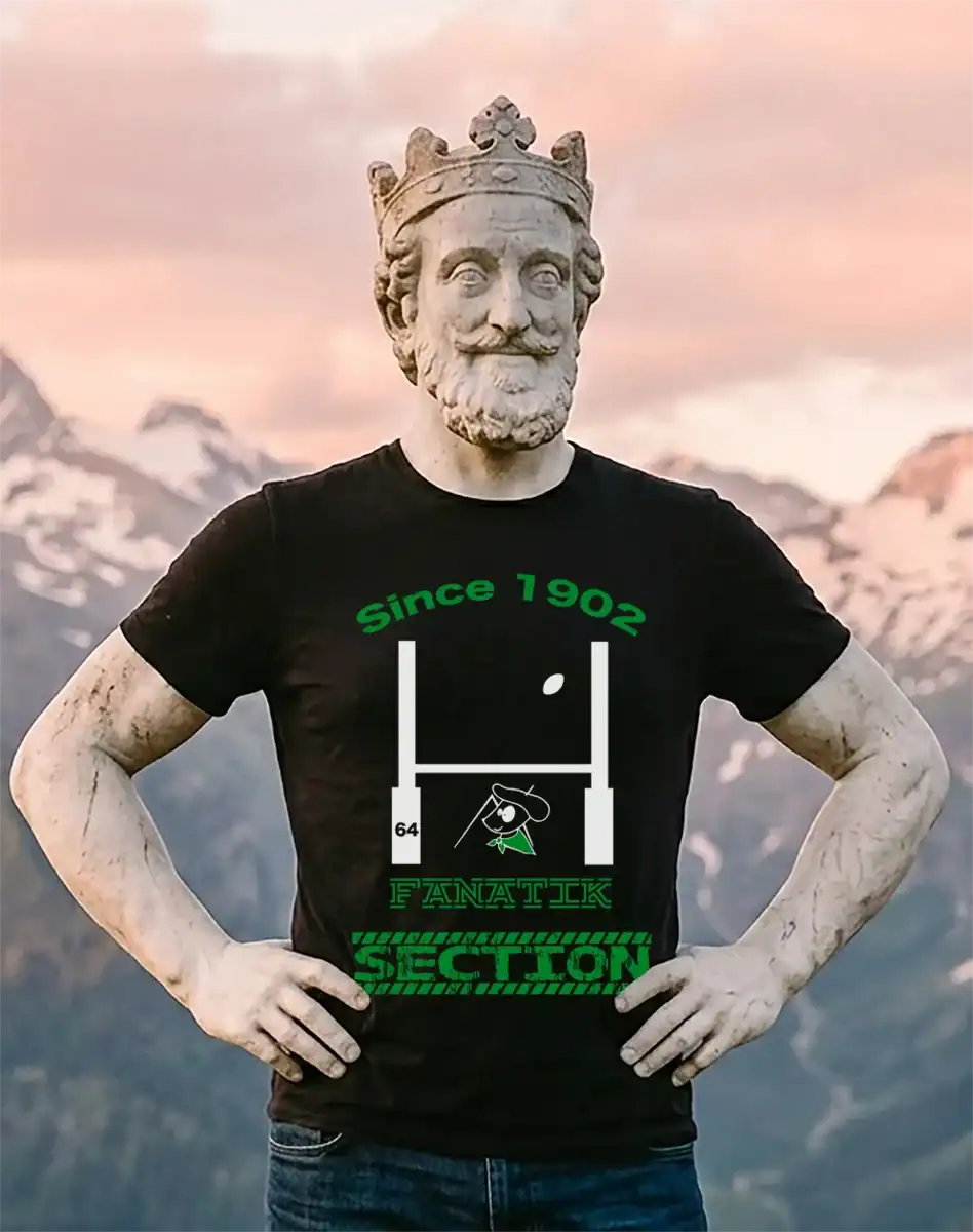 t shirt noir supporter section paloise fanatik 64 rugby impression dtf pilou shop 64