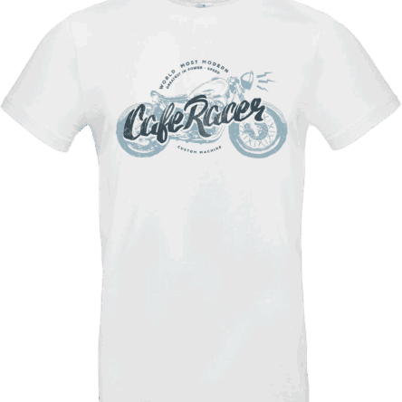 T-shirt “Café Racer – Custom Machine” blanc
