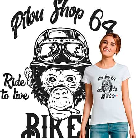 T-shirt femme motarde biker pilou shop 64