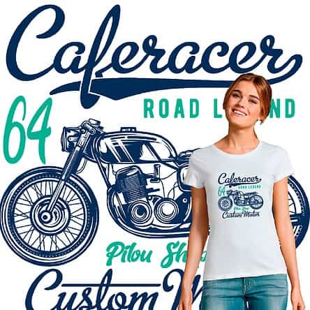 T-shirt femme motarde Café Racer pilou shop 64