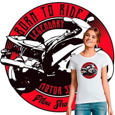 T-shirt femme motarde Born to Ride