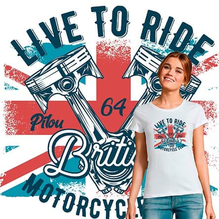 Tee-shirt femme motarde live to ride union jack original