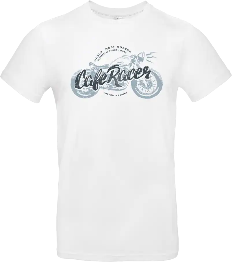 t shirt BLANC café racer moto vintage – style biker custom
