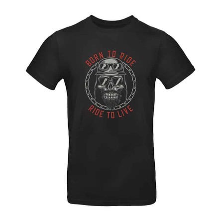 TEE SHIRT SKULL BIKER MOTARD RIDE TO LIVE CHAINE CASQUE
