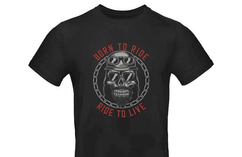 TEE SHIRT SKULL BIKER MOTARD RIDE TO LIVE CHAINE CASQUE