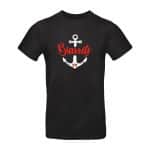 Tee shirt ville de biarritz port ancre NOIR marine drapeau basque