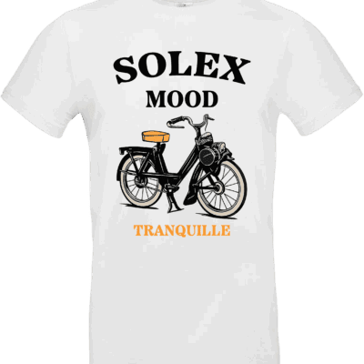 T-shirt blanc Solex Mood Tranquille avec illustration vintage du Solex