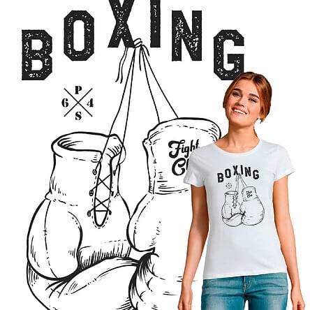 T-shirt Femme Boxing Fight Club PS 64 original boxeuse salle de boxe