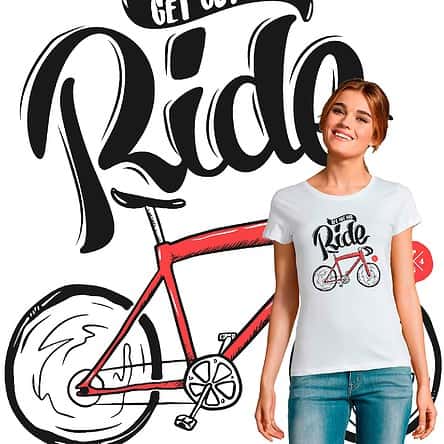 T-shirt Femme Vélo Get Out and Ride PS 64 original FAN CYCLISME