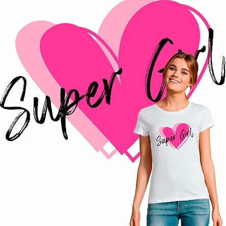 T SHIRT FEMME ST VALENTIN SUPER GIRL COEUR D AMOUR