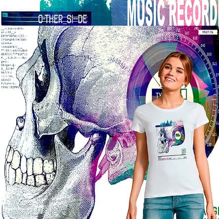 t-shirt femme skull music recorder