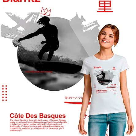 Tee-shirt Femme Surf Biarritz Côte Des Basques original