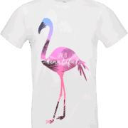 T-shirt “Life is Beautiful” avec flamant rose pastel sur fond blanc