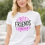 t shirt blanc best friends forever femme noir blanc cadeau meilleure amie design rose noir pilou shop 64