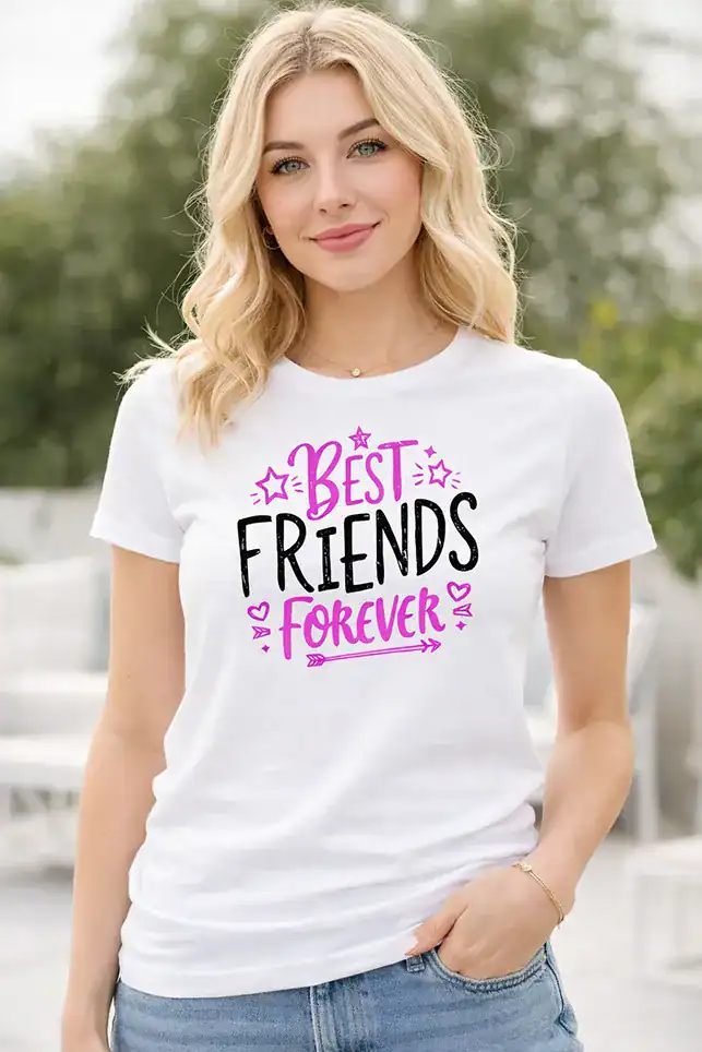 t shirt blanc best friends forever femme noir blanc cadeau meilleure amie design rose noir pilou shop 64