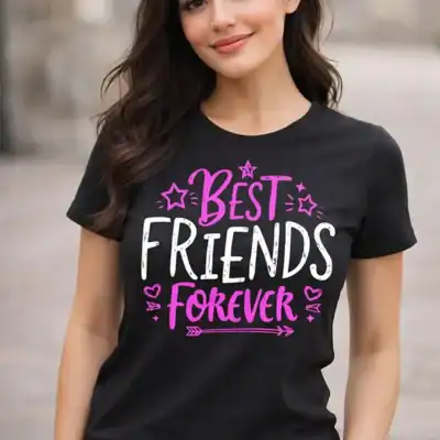 t shirt best friends forever femme noir blanc cadeau meilleure amie design rose noir pilou shop 64