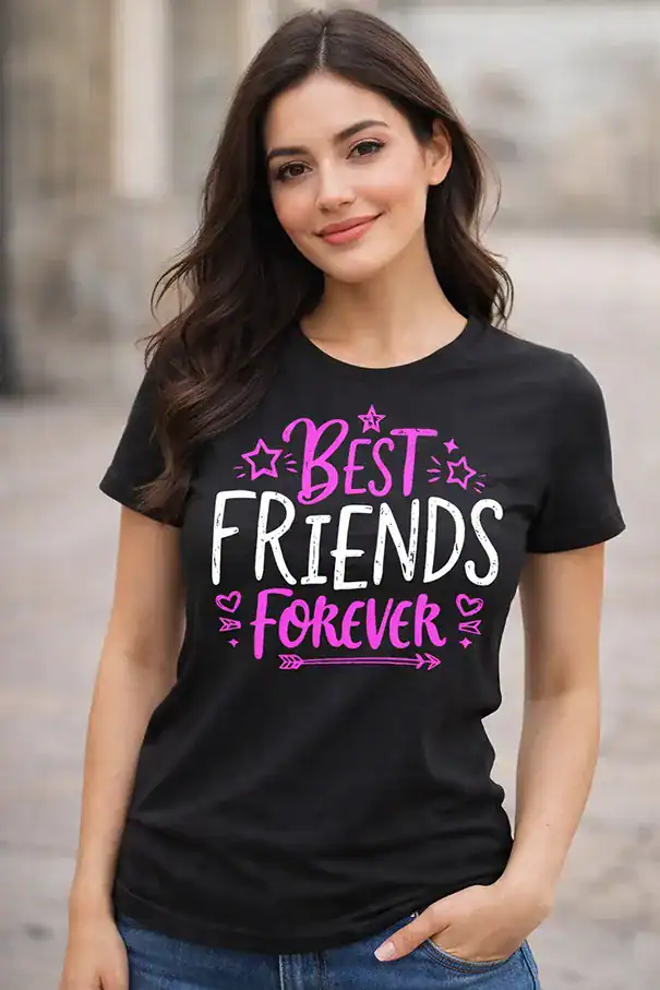 t shirt best friends forever femme noir blanc cadeau meilleure amie design rose noir pilou shop 64