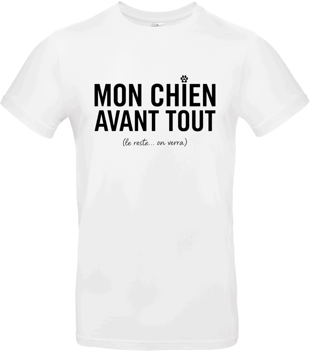 T shirt noir et blanc mon chien avant tout humour chien