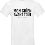 T shirt noir et blanc mon chien avant tout humour chien