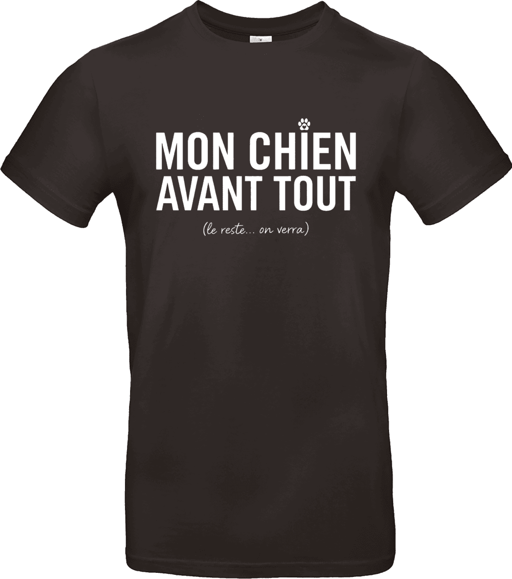 T shirt noir et blanc mon chien avant tout humour chien