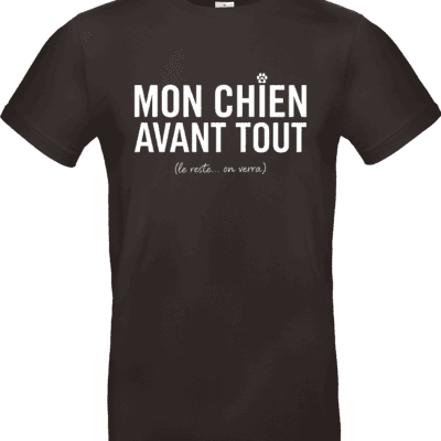 T shirt noir et blanc mon chien avant tout humour chien