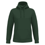 Sweat à capuche vert uni avec poche kangourou.