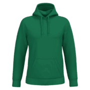 Sweat à capuche vert uni avec poche kangourou.