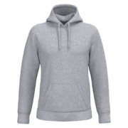 Sweat à capuche gris sur fond blanc.