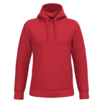 Sweat à capuche rouge, simple et élégant.