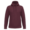 Sweat à capuche bordeaux sans motif visible.