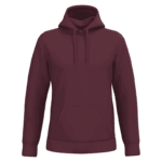 Sweat à capuche bordeaux sans motif visible.