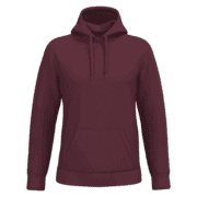 Sweat à capuche bordeaux sans motif visible.