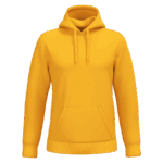 Sweat à capuche jaune vif sans motifs.