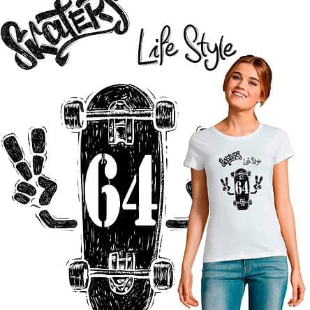 TEE SHIRT FEMME Skaters life style 64 original