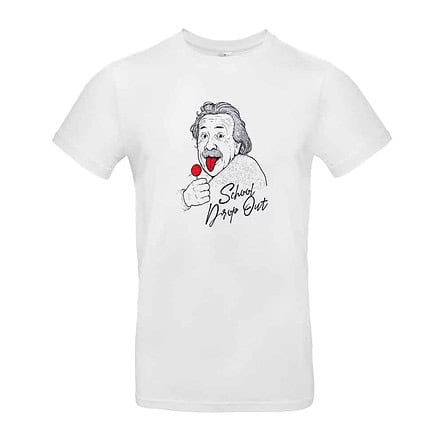 TEE SHIRT ALBERT BLANC EINSTEIN PORTRAIT HUMOUR SUCETTE CHUPA CHUPS
