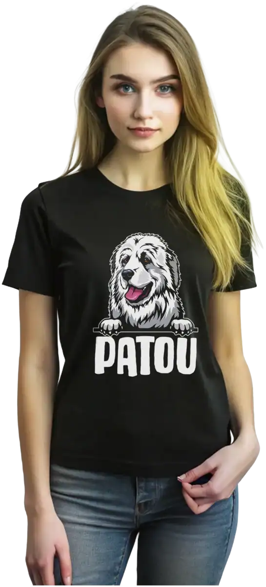t shirt patou chien des pyrenees design montagne bearn impression dtf pilou shop 64 porté par une femme