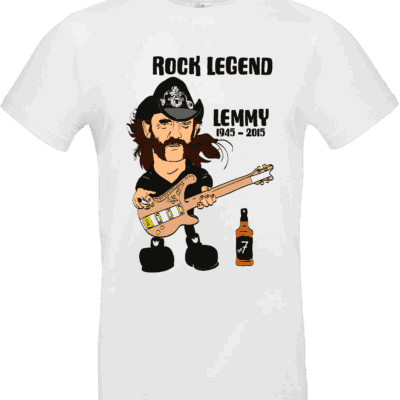 T-shirt blanc Rock Legend Lemmy illustration fun Pilou Shop 64