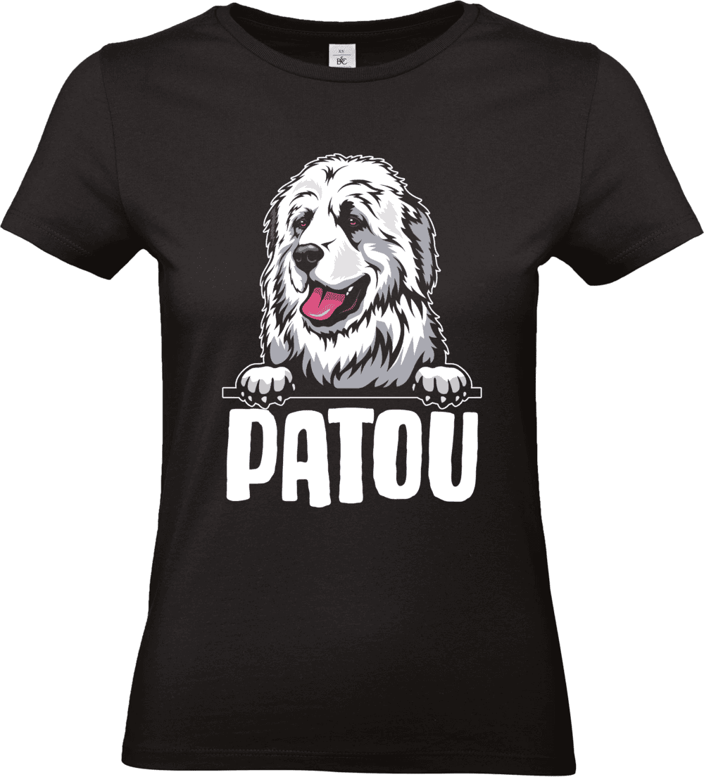 T-shirt avec illustration chien Patou heureux.