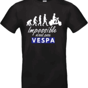 T-shirt noir humour Vespa évolution - Impossible n'est pas Vespa - Pilou Shop 64