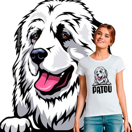 tee shirt coupe femme patou, chien de montagne des pyrénées, anti ours