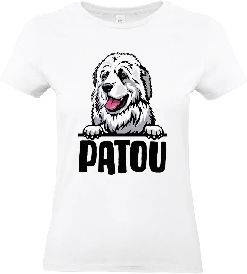 t shirt patou chien des pyrenees design montagne bearn impression dtf pilou shop 64 tshirt femme blanc