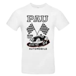 t shirt homme blanc – grand prix de pau – style affiche vintage