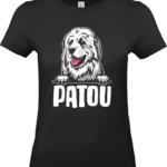 t shirt noir femme patou chien des pyrenees design montagne bearn impression dtf pilou shop 64