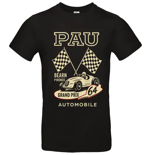t-shirt noir homme – grand prix de pau – style affiche vintage