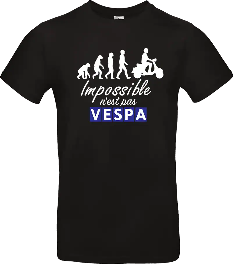 t shirt noir “impossible n’est pas vespa – Évolution du pilote”