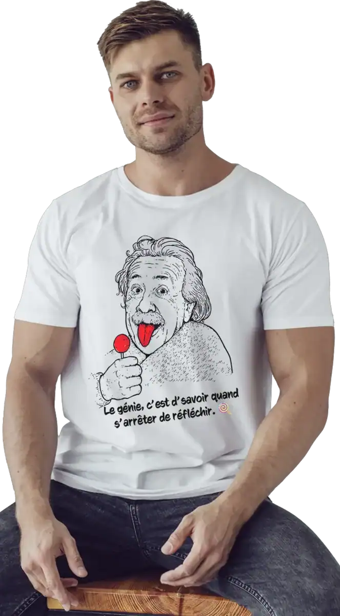 t shirt einstein humour langue rouge sucette citation drôle impression dtf pilou shop 64