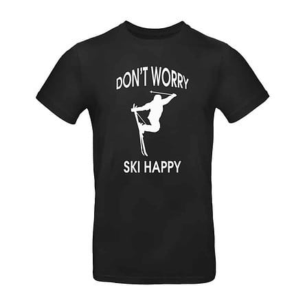 T SHIRT NOIR DONT WORRY SKI HAPPY