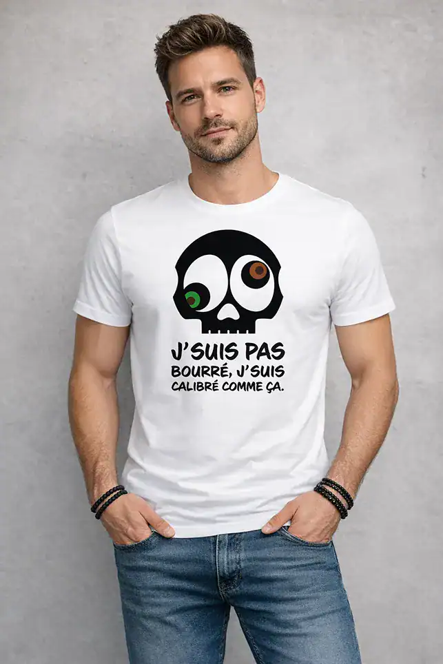 t shirt humour tete de mort jsuis pas bourre
